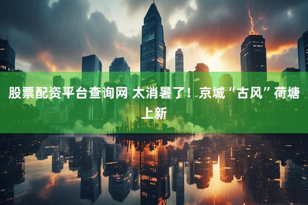 股票配资平台查询网 太消暑了！京城“古风”荷塘上新